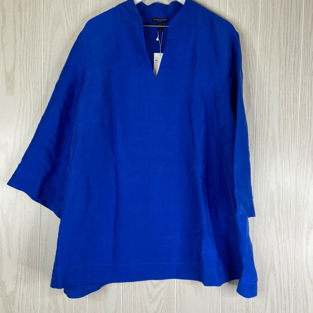 Eileen Fisher 100% Silk Blue Top Size 3X NWT